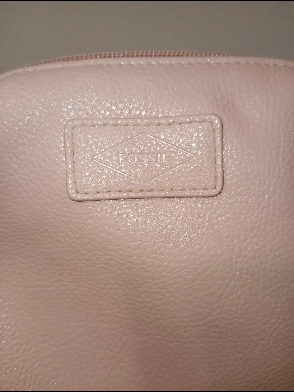 Fossil Pink Leather Cosmetic Pouch